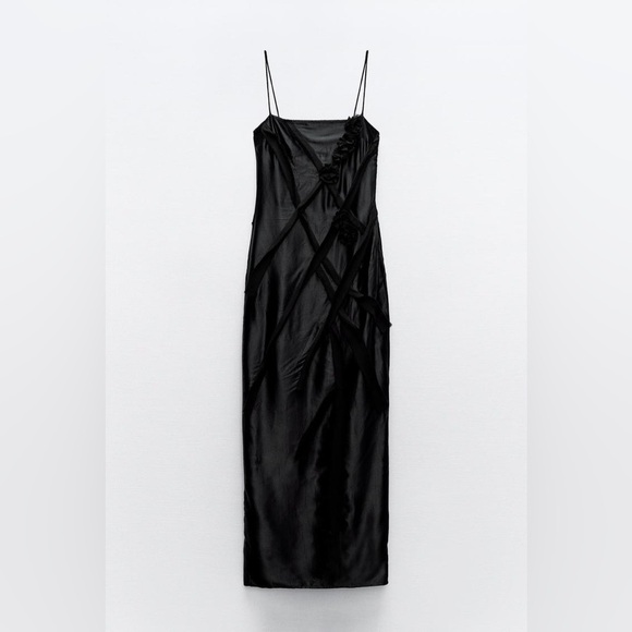 New Zara Leaf satin effect dress. Luxury blogger’s fav. XS 🔥✨✨✨ - Picture 3 of 9